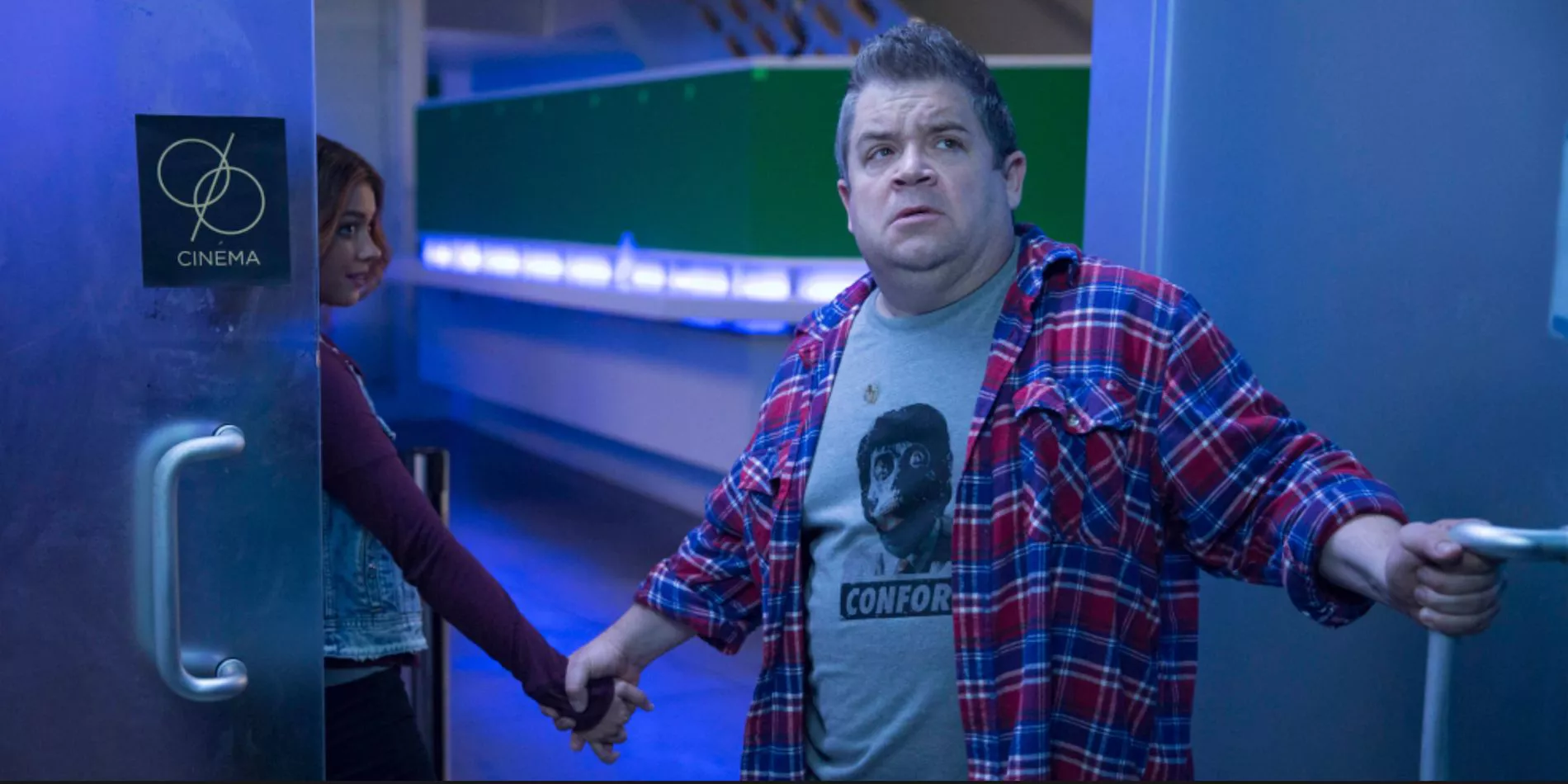 Patton Oswalt braces himself for attack in Dimension 404.