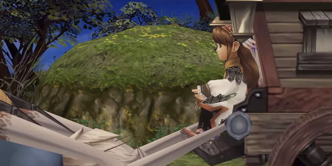 An image of a clavat woman from Crystal Chronicles driving the caravan