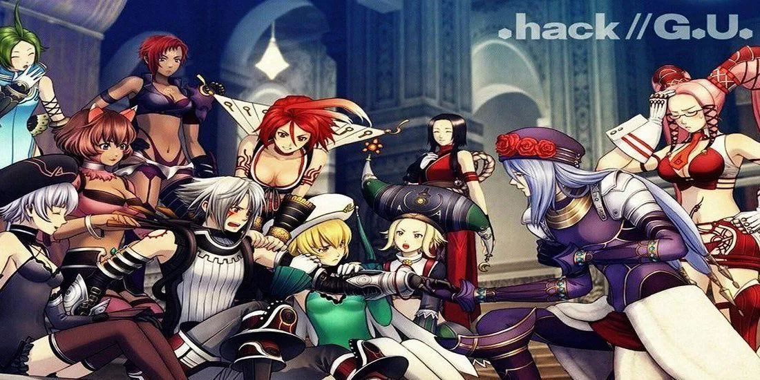 Art featuring several members of the.hack//G.U. cast as they appear in Vol. 3.