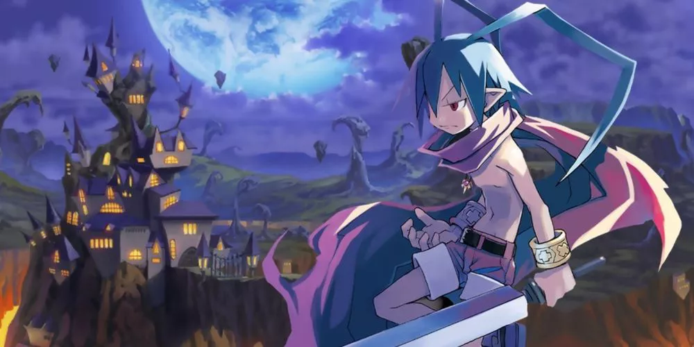 Laharl overlooking his Netherworld in Disgaea: Hour of Darkness