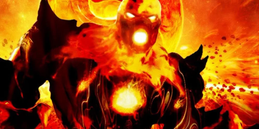 Blaze emerge del fuego en Mortal Kombat: Armageddon.