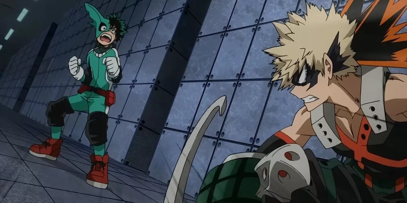 Deku faces bakugo in the battle trial.