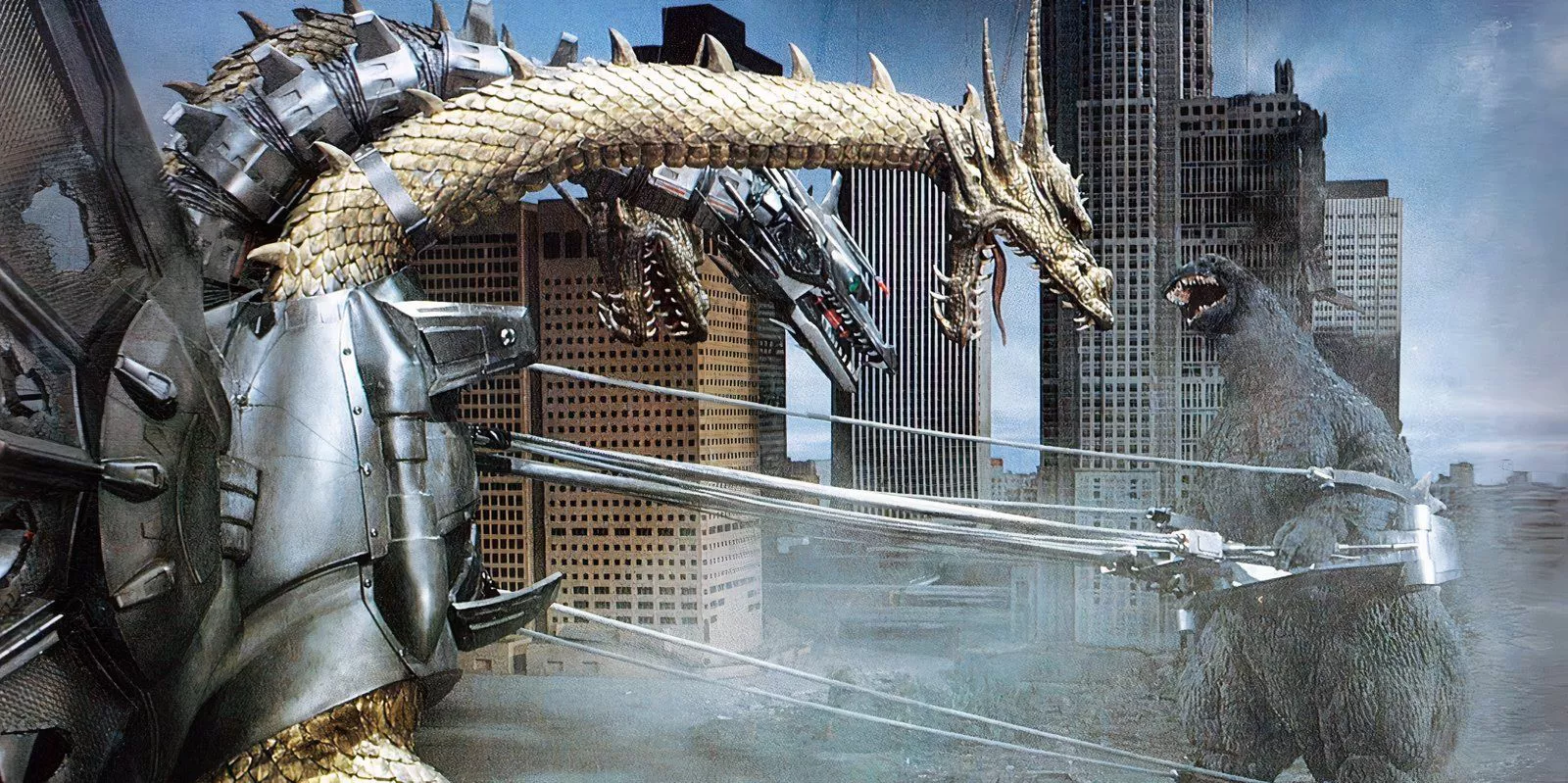 Mecha-King Ghidorah fights Godzilla in Godzilla vs. King Ghidorah