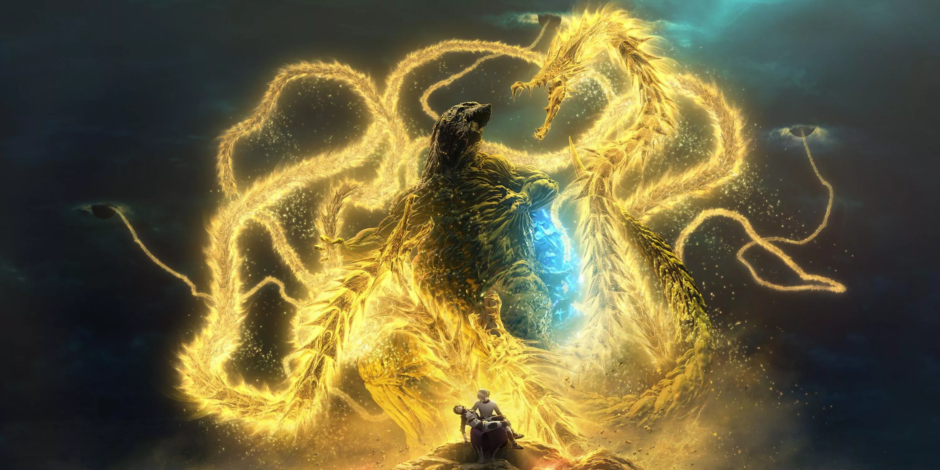 Godzilla and Ghidorah during the events of Godzilla: The Planet Eater