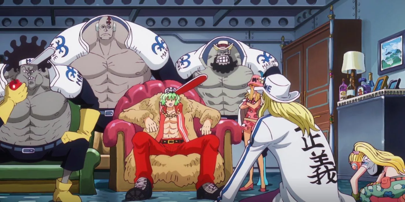 Prince Grus y sus Golems de Arcilla en la Base Marine G-14 en One Piece