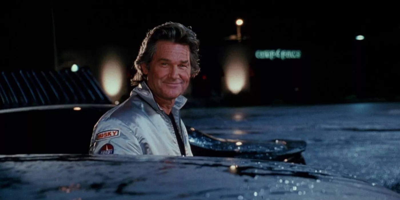 Kurt Russell's Stuntman Mike smiling in Death Proof