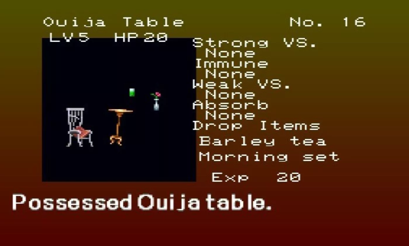 A posessed ouija table from Castlevania Symphony of the Night