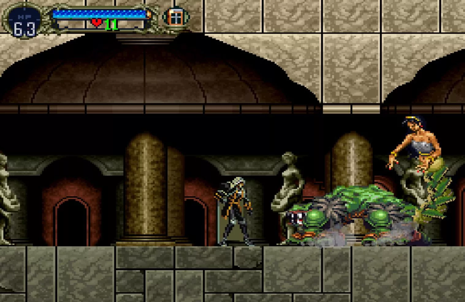 Amphisbaena from Castlevania fighting its opponent