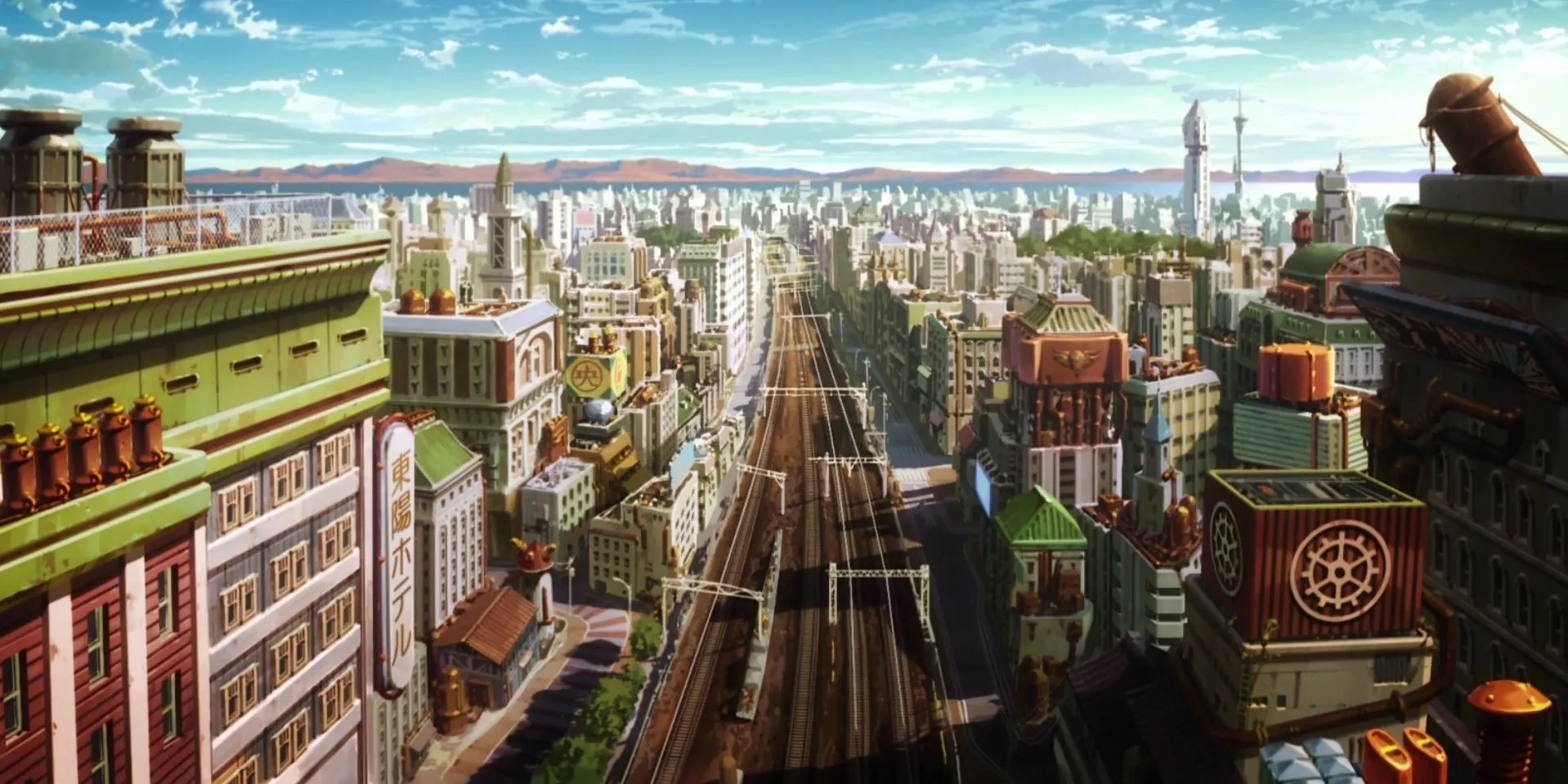 aerial shot of Tokyo in Fire Force