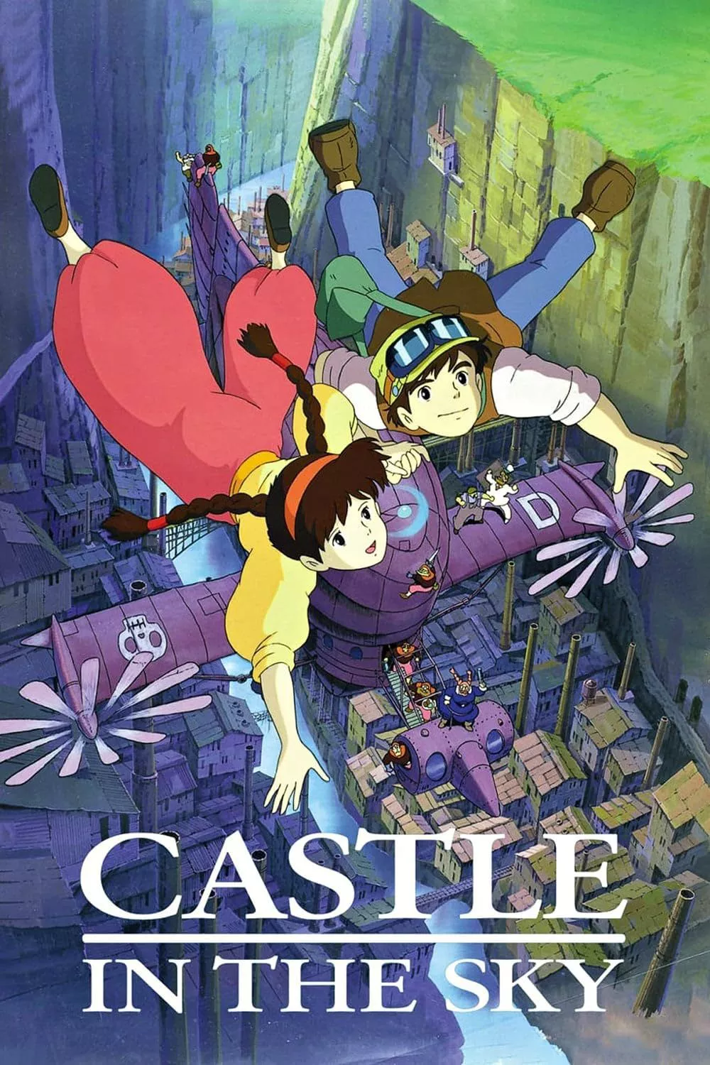 The Castle in the Sky poster depicts Sheeta and Pazy flying above the castle.