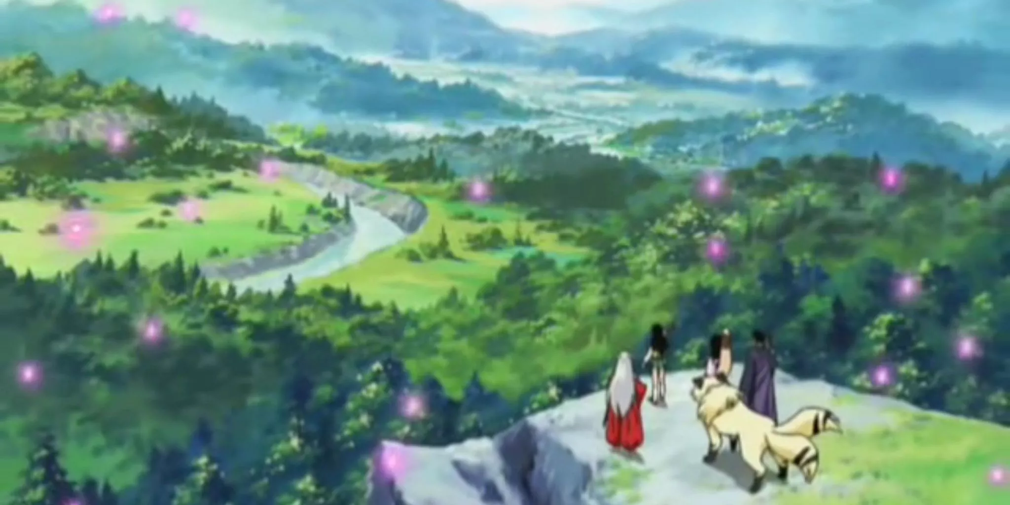 Inuyasha looks out over a beautiful landscape